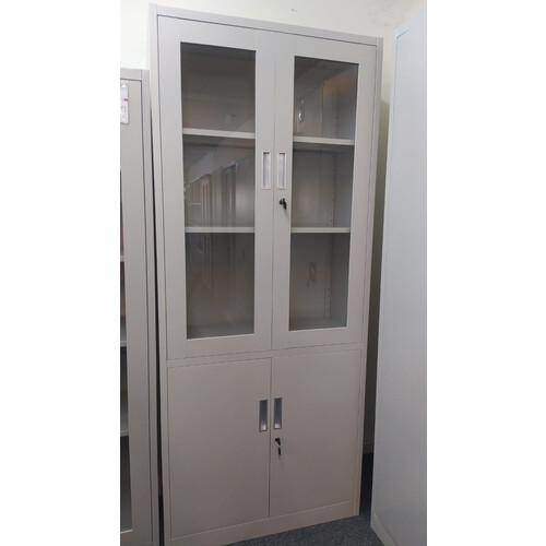 WLS-09-10(2M) 2 GLASS DOOR+2 METAL DOOR FILE CABINET 2000X850X390MM